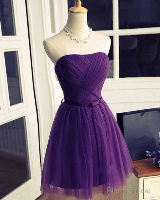 Lovely Dark Purple Tulle 2025 Short Homecoming Dresses