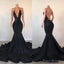 Black Lace Mermaid Prom Dresses, Sequins Evening Dresses