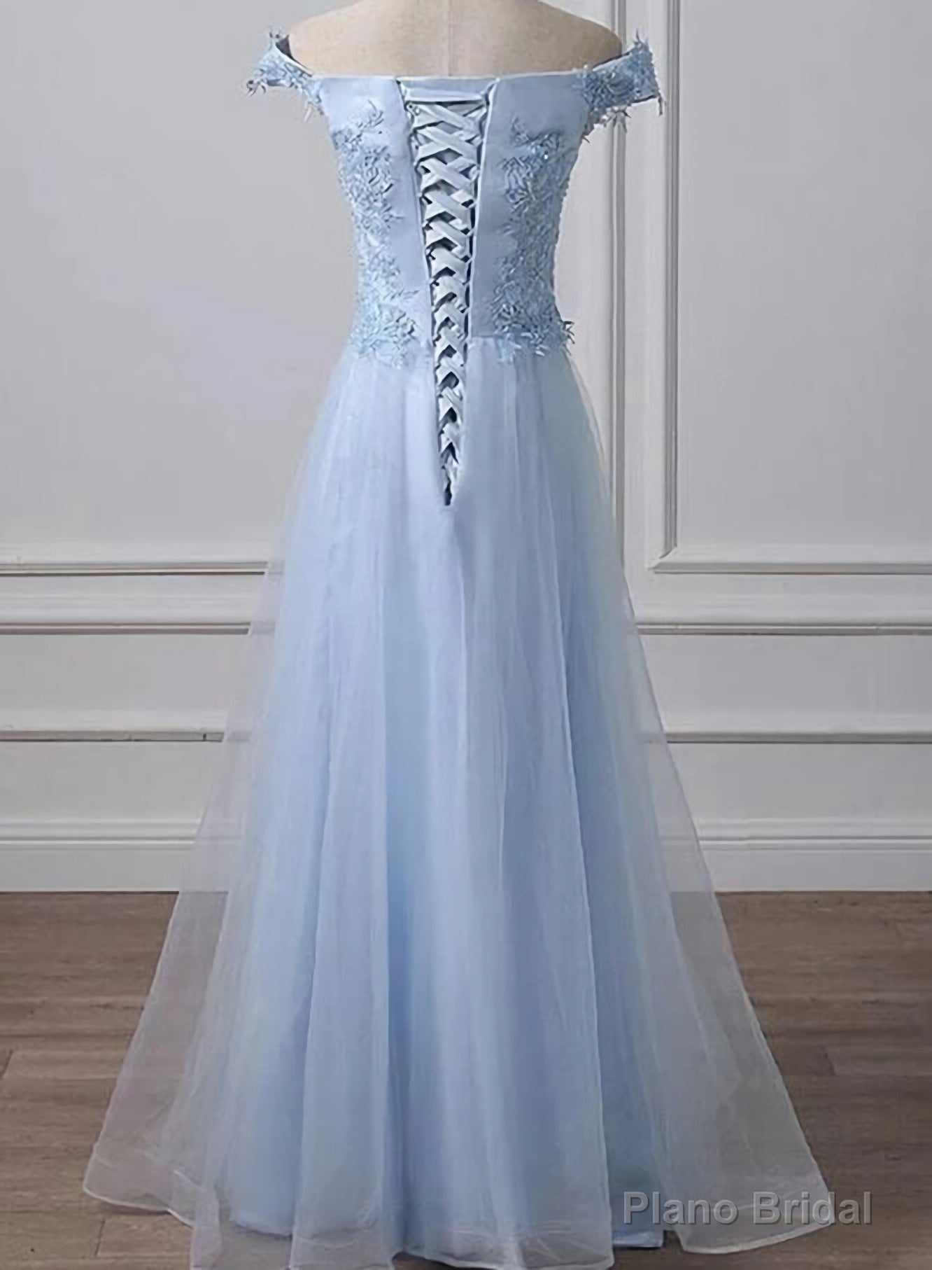 Beautiful Off Shoulder Tulle With Lace Lon Prom Dresses Main image