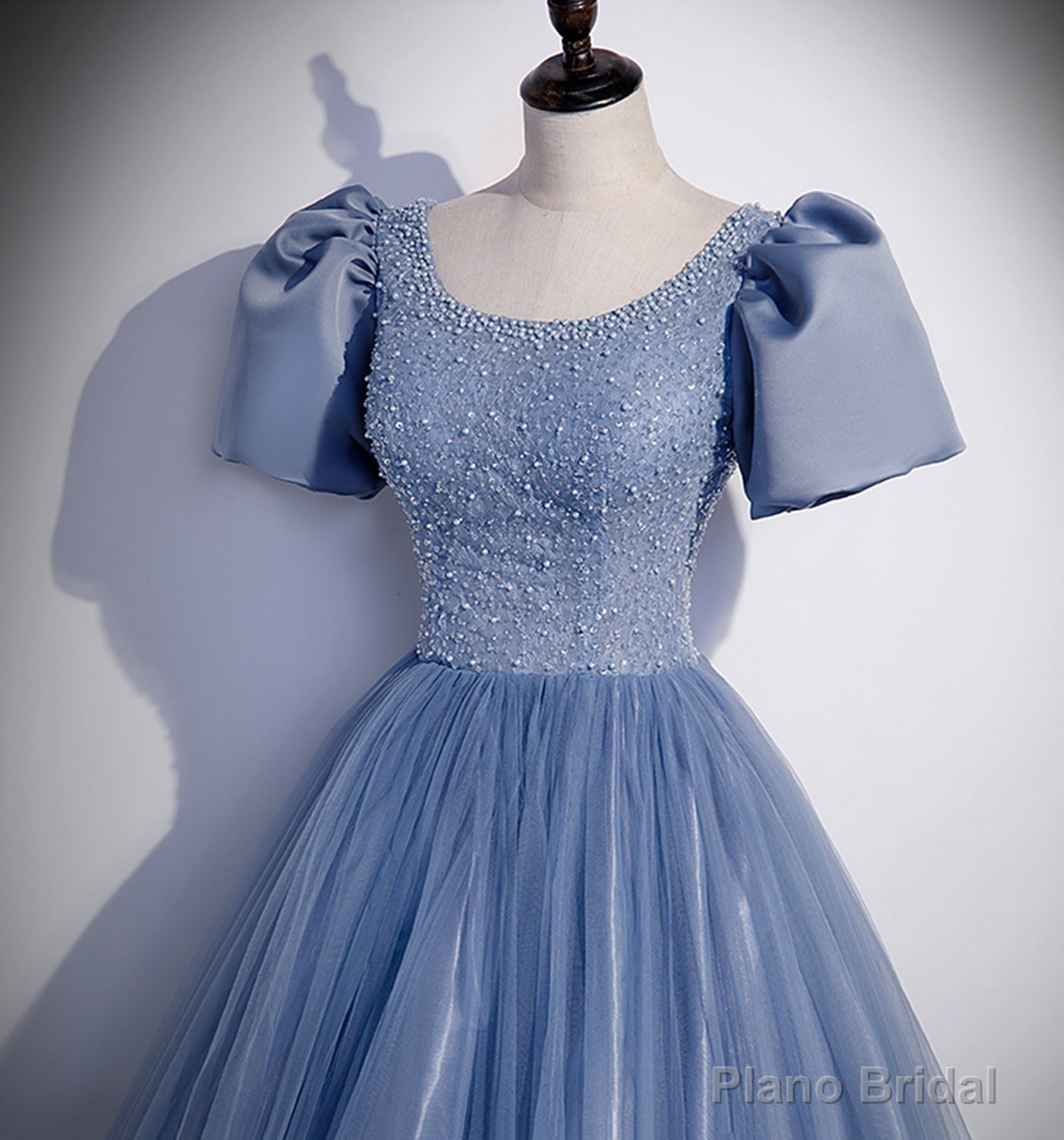 Blue Tulle Long Prom Dress, A Line Evening Gown Secondary image
