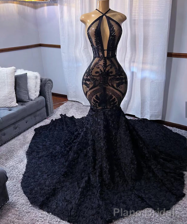 Fashion Party Dresses, Halter Luxury Prom Dresses, Black Evening Dresses Formal Occasion Main image
