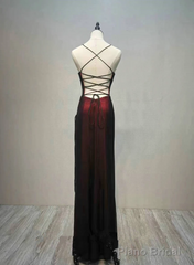 Black And Red Long Formal Dress, Black Straps Prom Dress Party Dress