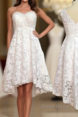 Pretty Lace High Low Short Beautiful Short For Teens Cheap Formal Prom Dresses