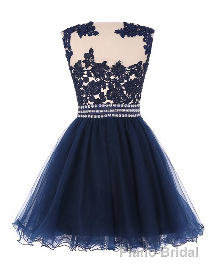 Navy Blue Lace Short With Waist Beadings Royal Blue Custom Made Mini Length Women Skirt Formal Prom Dresses Secondary image