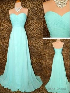Bridesmaid Gown Pretty Blue Prom Dresses, Chiffon Prom Gown Simple Bridesmaid Dress, Cheap Evening Dresses, Fall Wedding Gowns Main image
