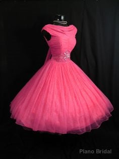 Pink Wedding Dresses, Knee Length Wedding Gown Tulle Wedding Gowns Ball Gown Bridal Dress, Vintage Prom Dresses, Formal Weddings Gowns Secondary image