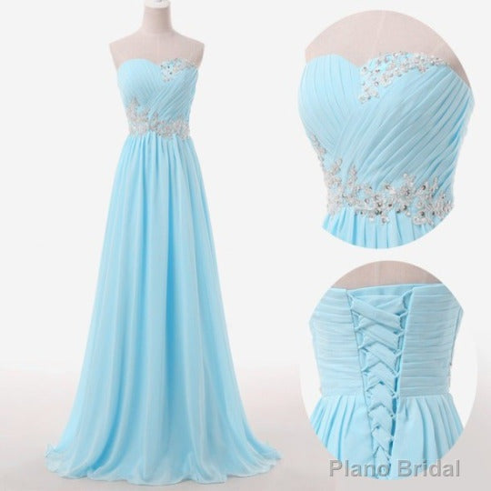 Light Blue Prom Dresses, Sweetheart Evening Gowns Modest Formal Dresses, Beaded Prom Dresses, 2025 Fashion Evening Gown Corset Evening Dress