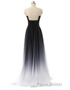 Hot Sales Navy Blue Ombre Gradient Chiffon Long Black Belt Ombre Black Gradient Custom Made Cheap Women Formal Prom Dresses