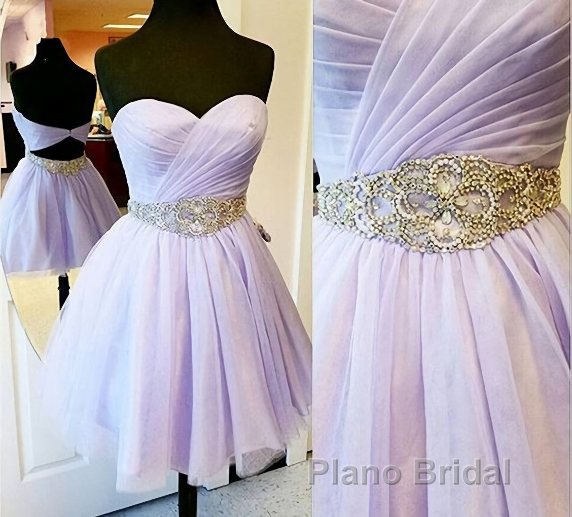 Charming Empire Waist Lavender Sweetheart Backless Short Fashion Beaded Belt Short For Sweet 16 Mini Length Skirt Formal Prom Dresses Secondary image