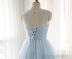 Simple Light Blue Short Tulle Elegant Charming Homecoming Dresses