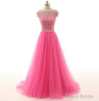 Pink Prom Dresses, Pink Evening Gowns Simple Formal Dresses, Prom Dresses, Teens Fashion Evening Gown Beadings Evening Dress, Pink Party Dress, Prom Gowns