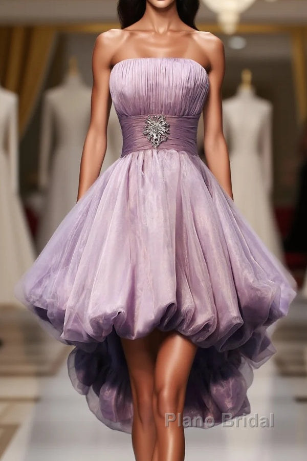 Gorgeous Strapless High Low Beaded Pretty Handmade For Teens Homecoming Dresses Main image