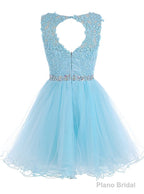 Lace Blue Fitted Short Cute Sweet 16 For Teens Homecoming Dresses
