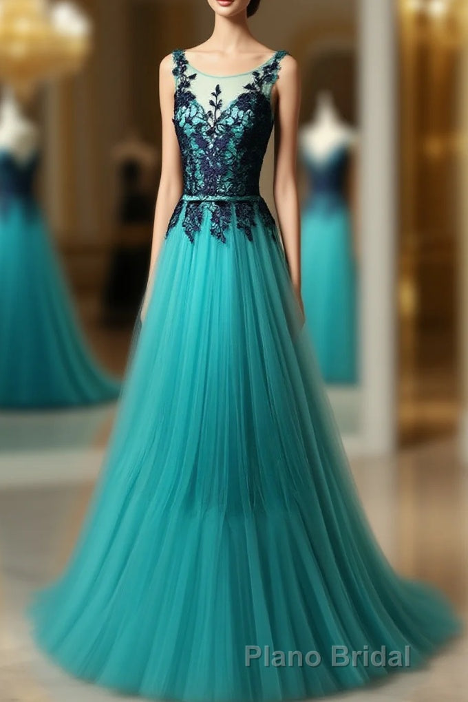 Top Selling Long Open Back Navy Blue Lace Long Women Modest Elegant Formal Prom Dresses Main image