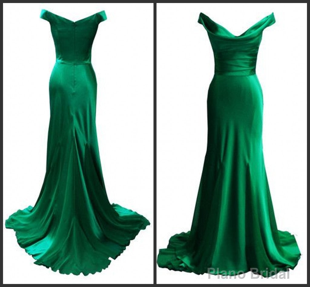 Green Elegant Simple Modest Evening Dresses Main image