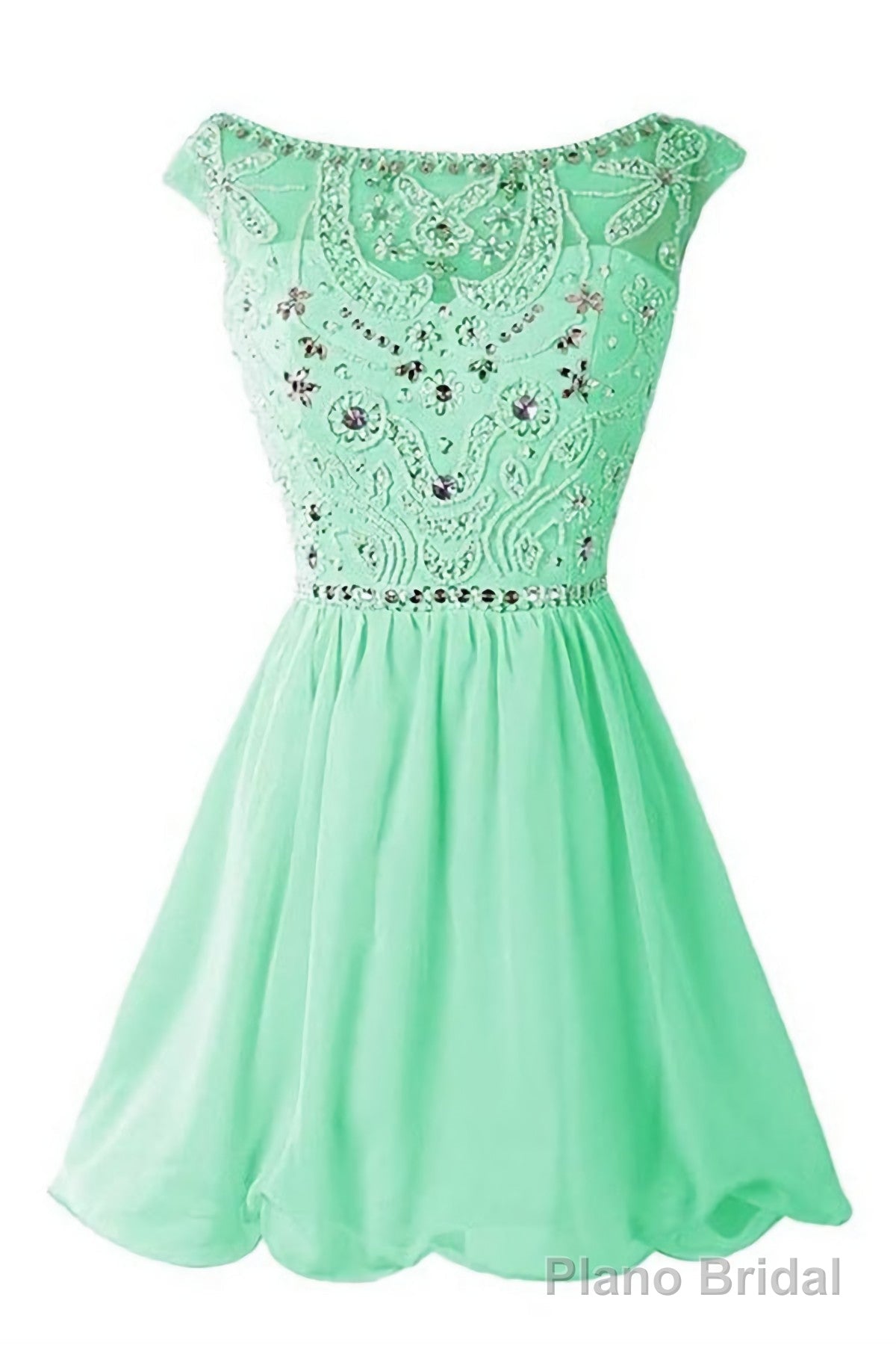 Green Chiffon Handmade Girly For Teens Homecoming Dresses Main image