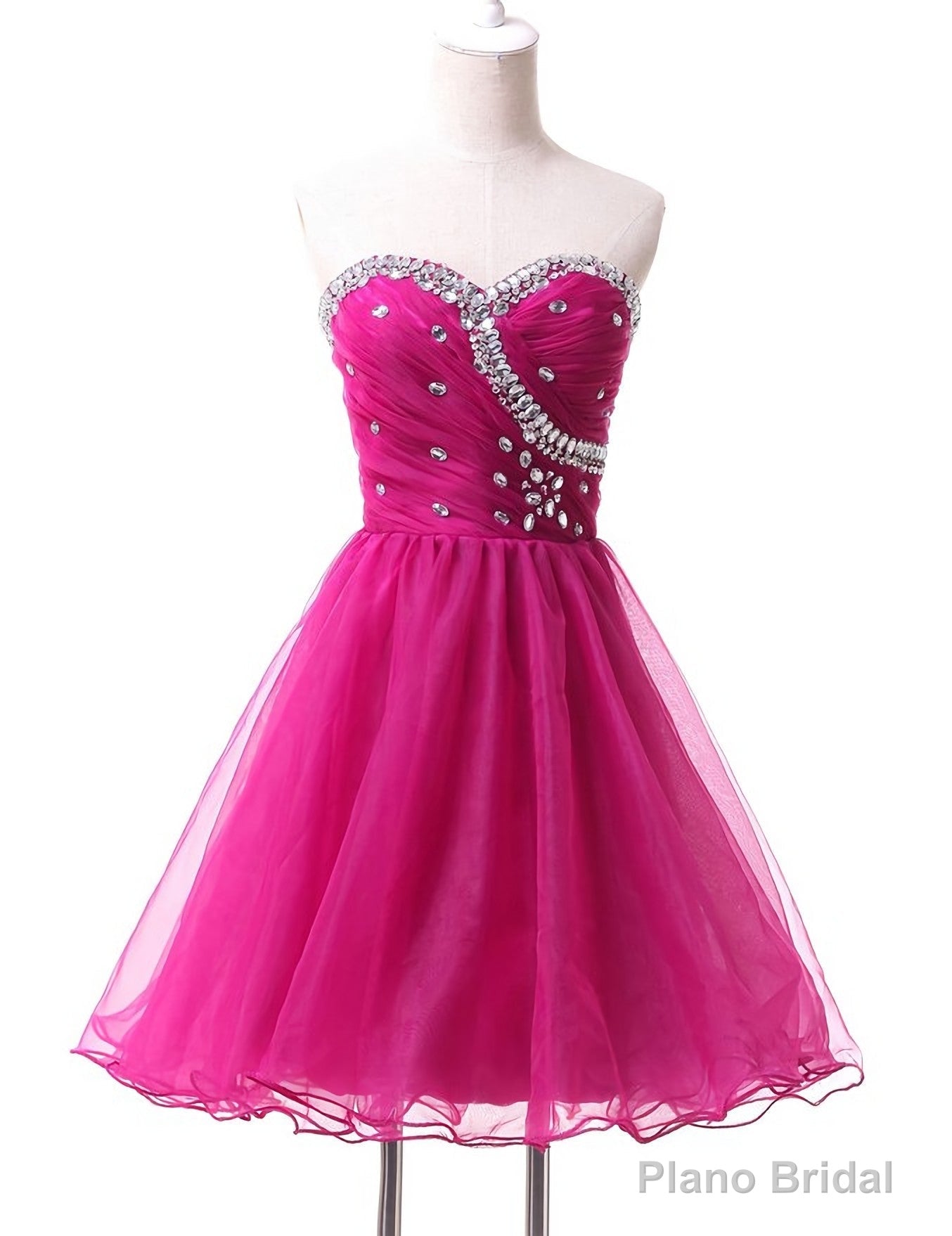 Hot Pink Cute Tulle Short Homecoming Dresses