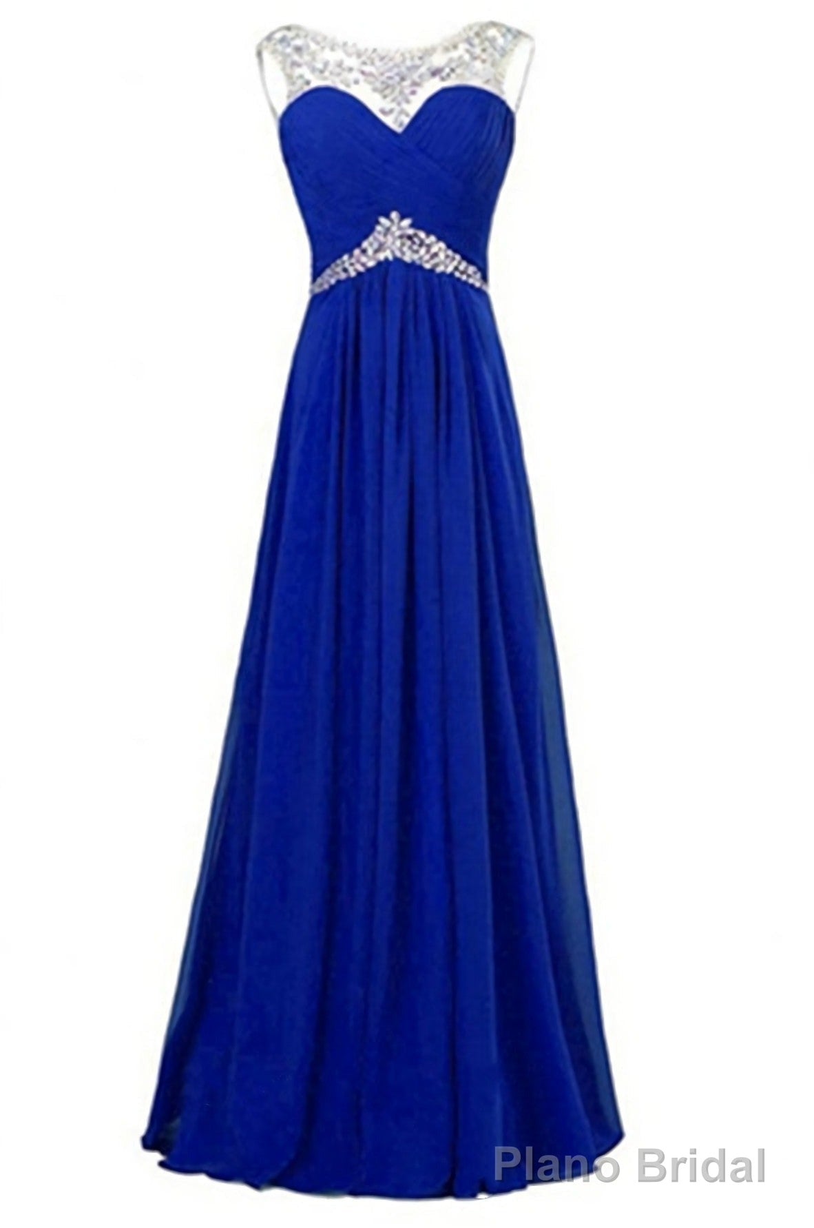 Chiffon Roayl Blue Beading High Low Handmade Simple For Teens Prom Dresses Main image