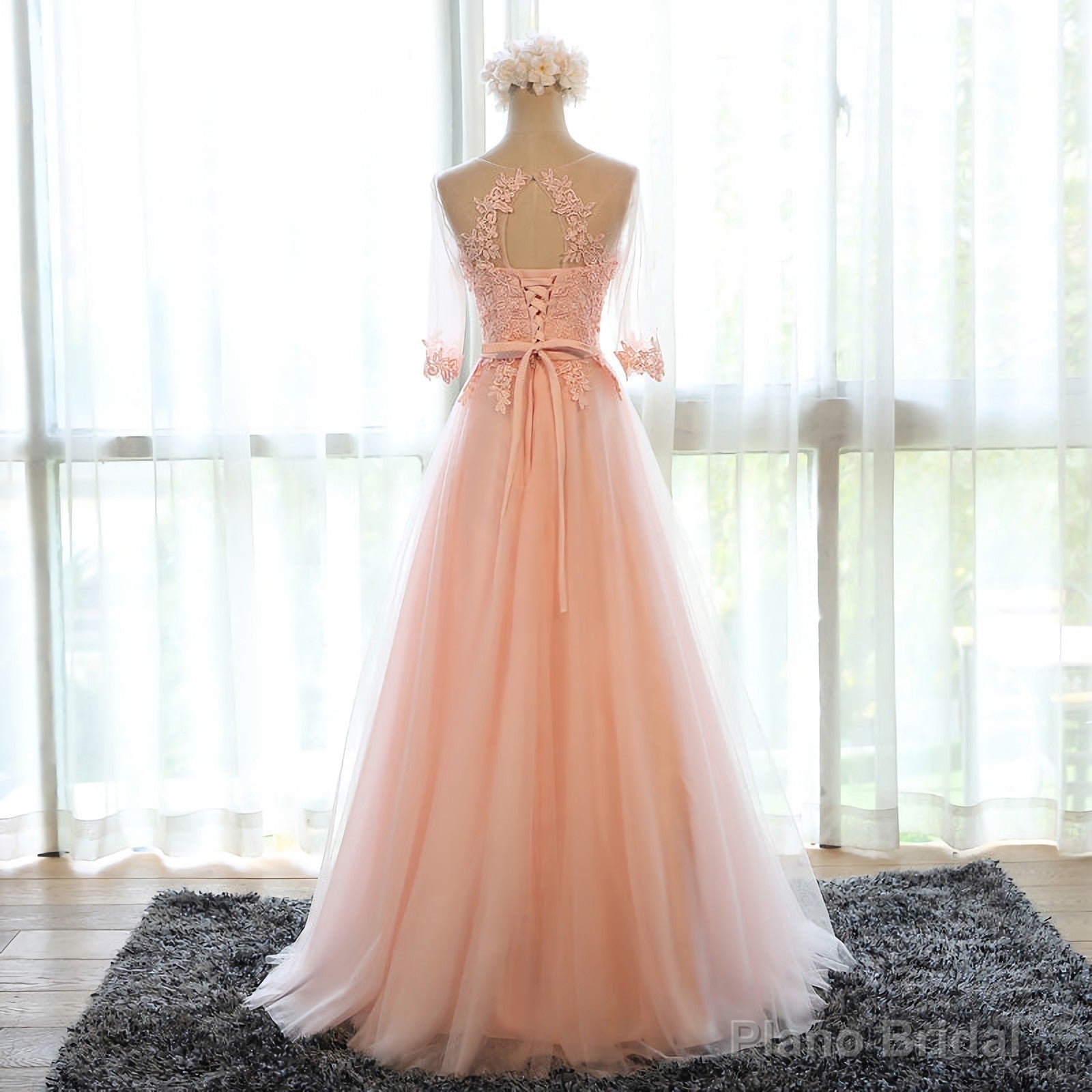 pink chiffon long womens long Evening Dresses Main image