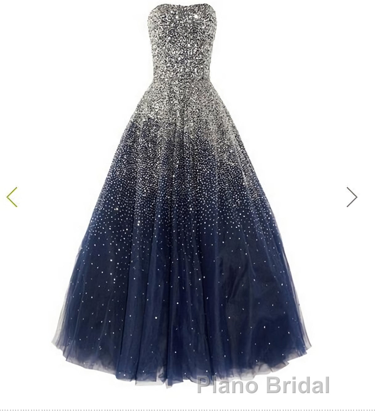 A Line Navy Blue Beading Tulle Formal Prom Dresses