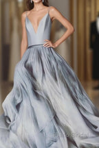 Spaghetti Straps V Neck Long Senior Women Formal Prom Dresses