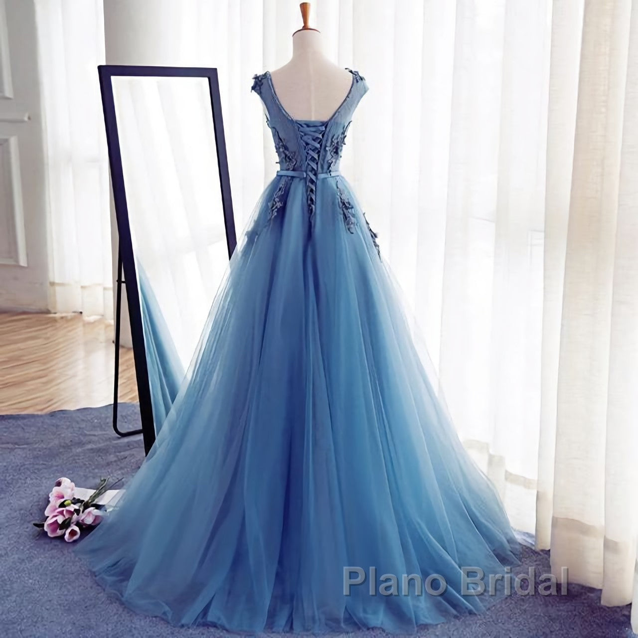A Line Flowers Long Charming Women Formal Prom Dresses