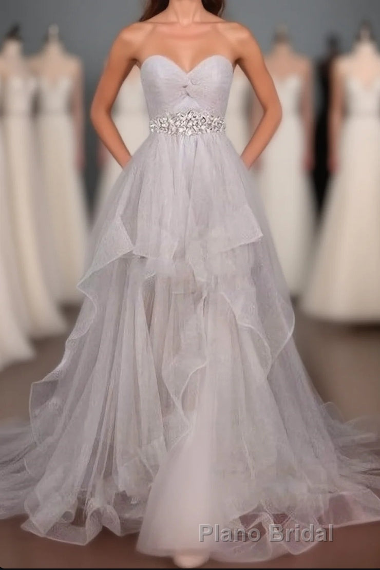 2024 Custom Made Silver Sweetheart Beading Layered Sleeveless Pegeant Formal Prom Dresses