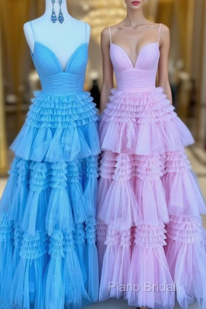 Formal Prom Dresses With Tiered Ruffle Skirt And Ruched Bodice, Wedding Dresses Main image