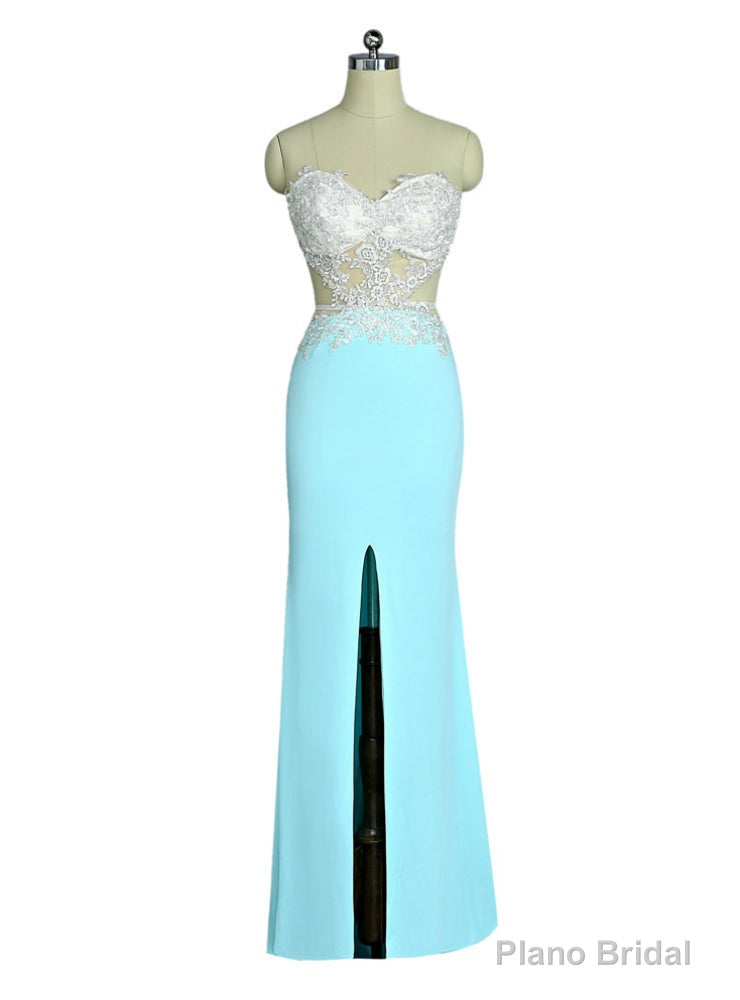 Prom Dresses Mermaid Sweetheart Lace Slit Sexy Open Back Women Long Evening Dresses