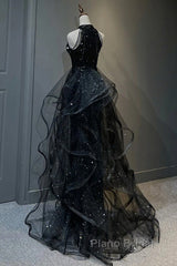 Formal Prom Dresses Sparkle & Shine Dresses Wedding Partysleeveless Halter Wednesday Addams Family Sequined With Crystals Sequin Ruffles