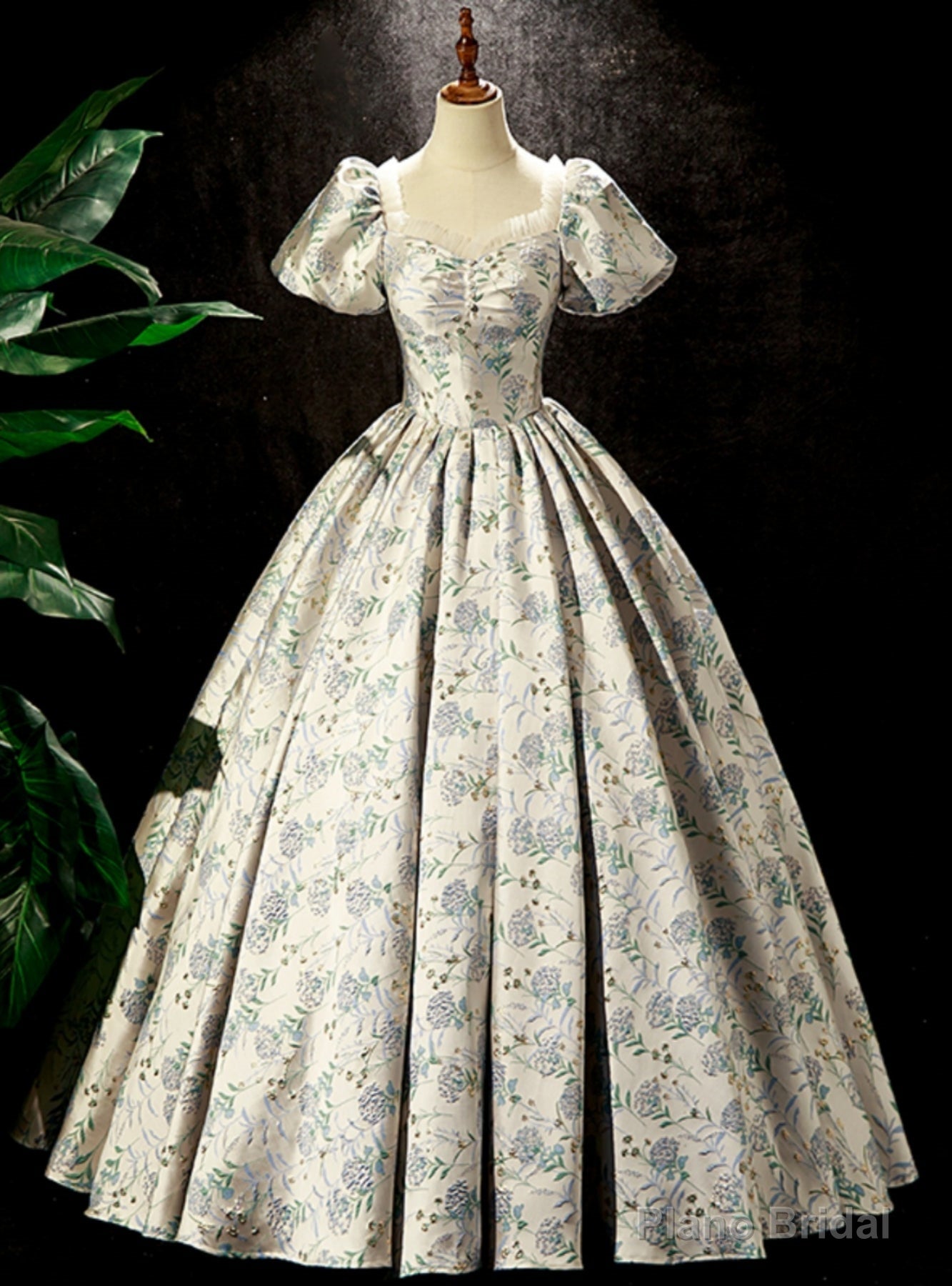 Puff Sleeve Print Square Neck Quinceanera Dress Main image