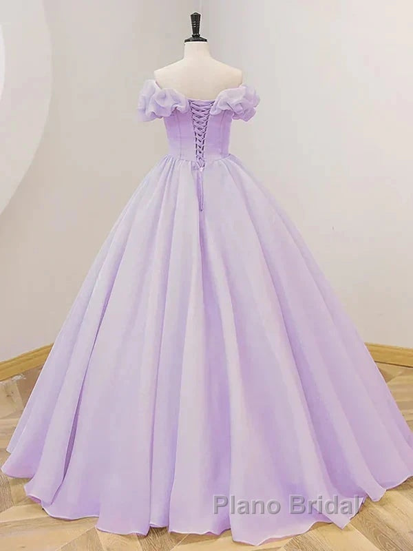 Purple A-Line Off Shoulder Long Ball Dresses Purple Dresses Formal Prom Dresses Secondary image