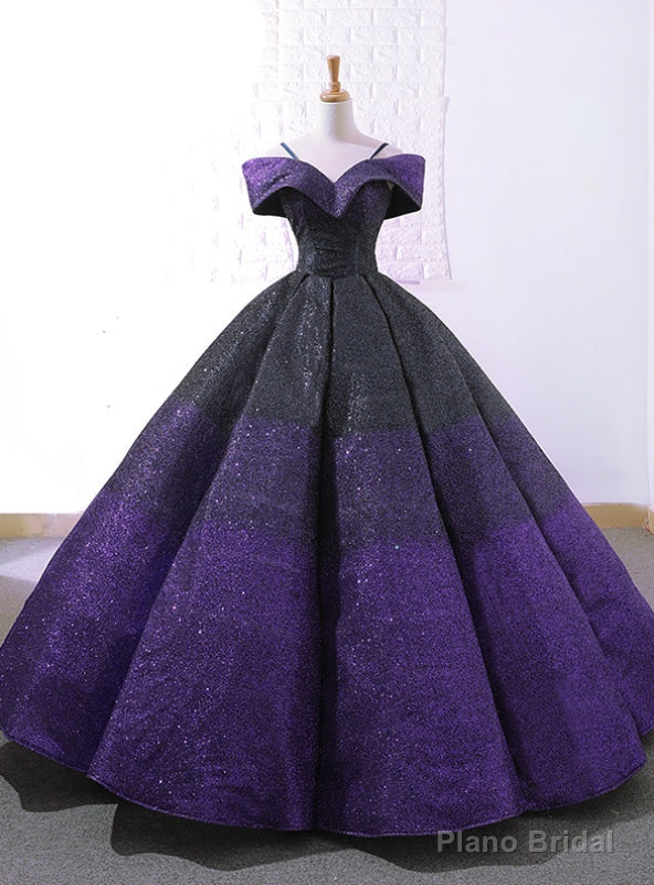 Purple And Black Sequins Off The Shuolder Wedding Dress Main image