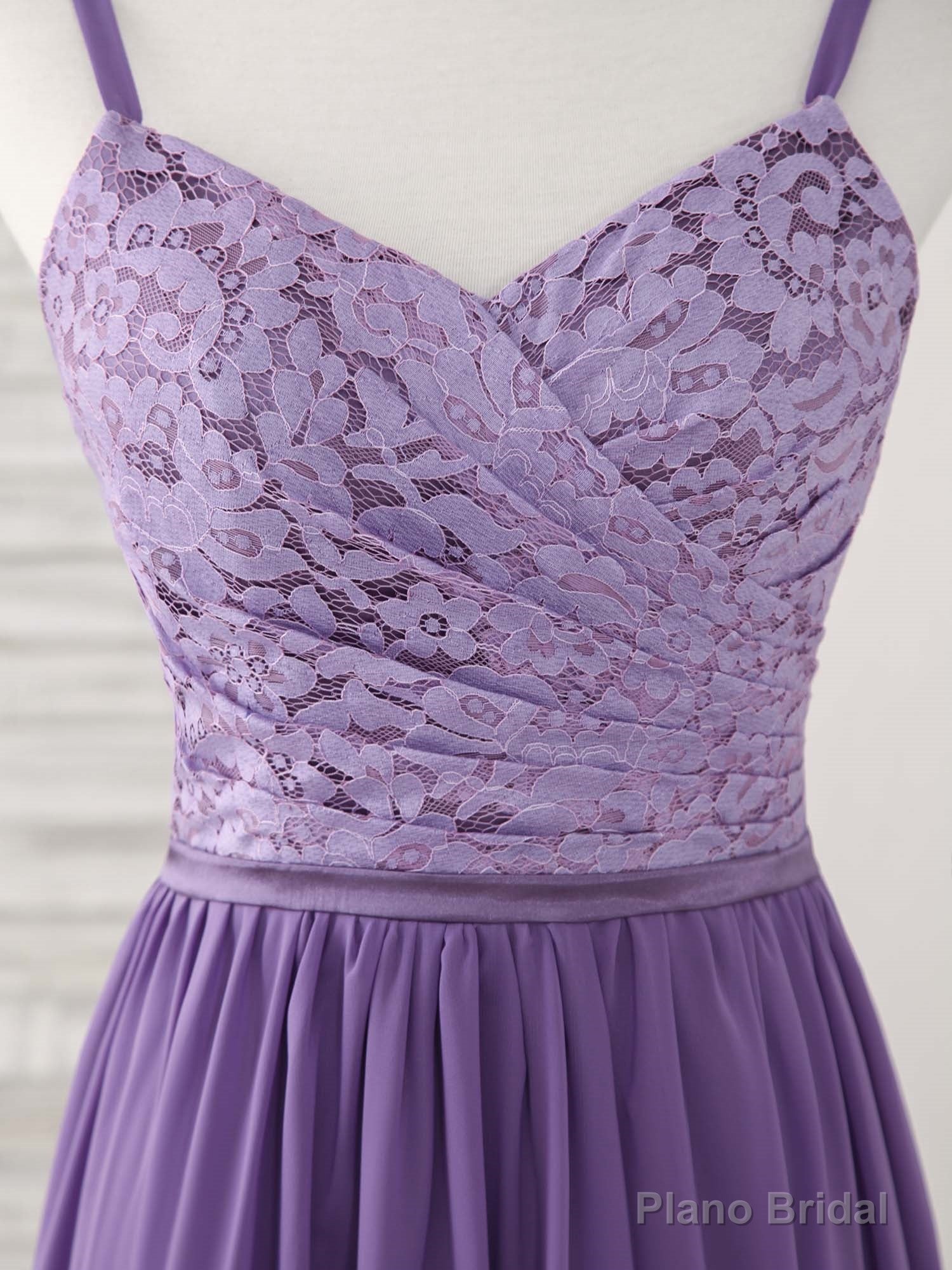 Purple Lace Chiffon Long Prom Dress Purple Bridesmaid Dress