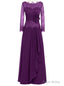 Purple Lace Full Sleeve Floor Length Mother of the Bride Dresses