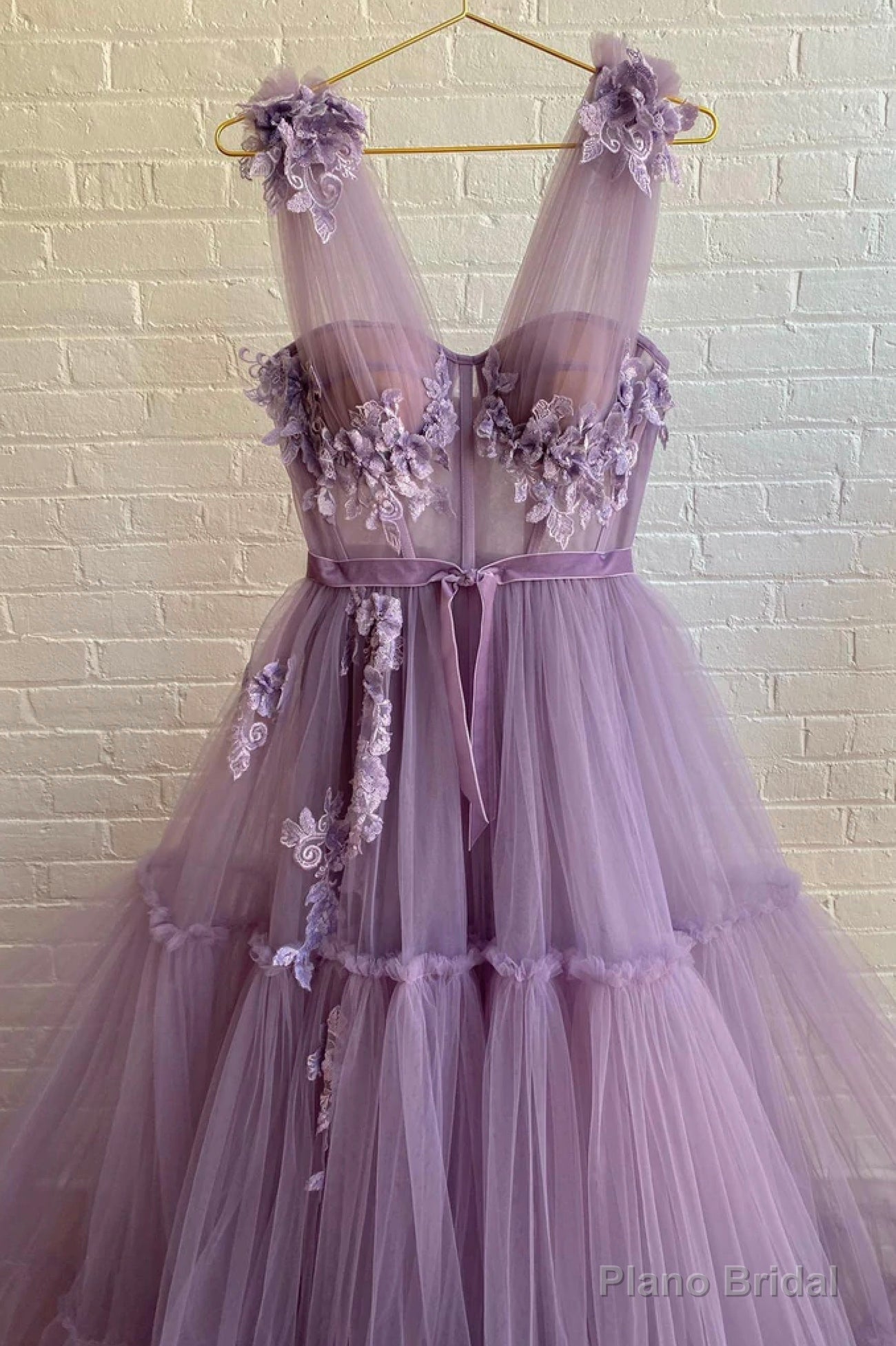 Purple Lace Long Prom Dress,  A-Line Purple Evening Graduation Dress Main image