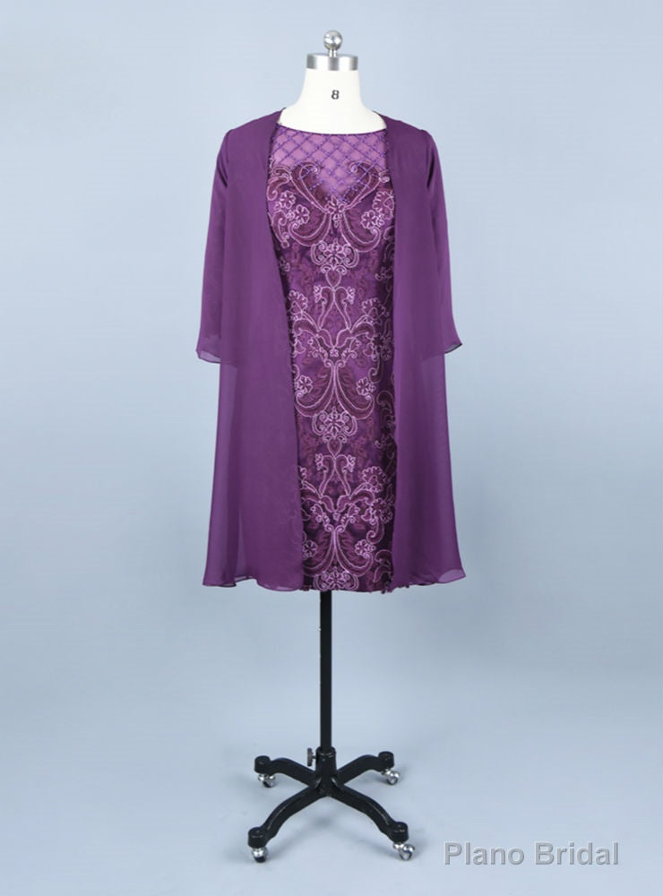 Purple Lace Mother of the Bride Dresses Chiffon Jacket