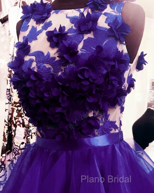 Purple Ruffles Homecoming Dresses With 3D Flowers