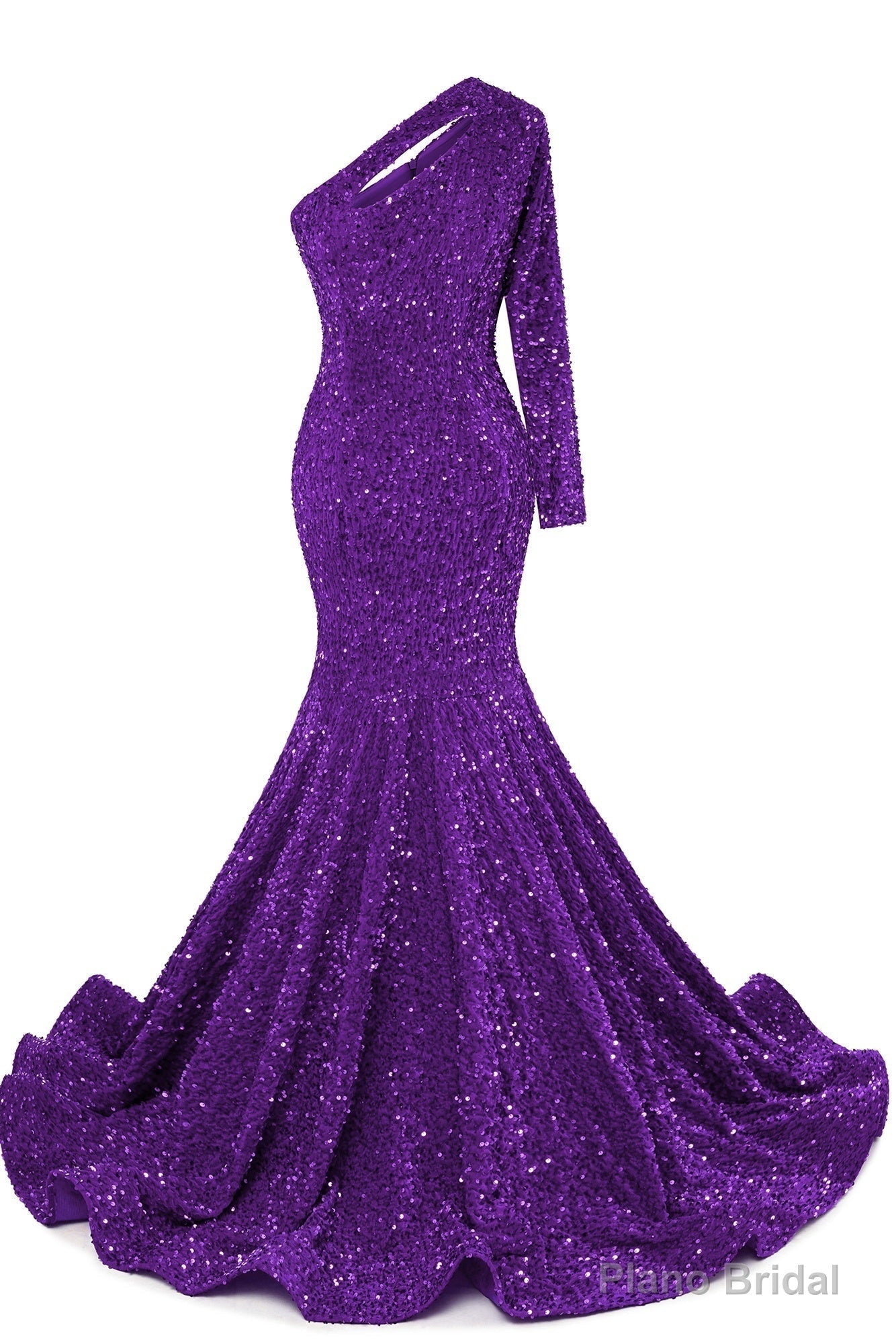 Purple Sequins Mermaid Prom Dresses One Shoulder Evening Dresses Floor Length Wedding Party Gowns Secondary image