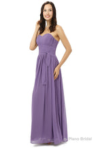 Purple Sleeveless Chiffon Long With Lace Up Bridesmaid Dresses