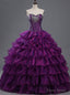 Purple Sweetheart Crystals Organza Ball Gown Quinceanera Dresses