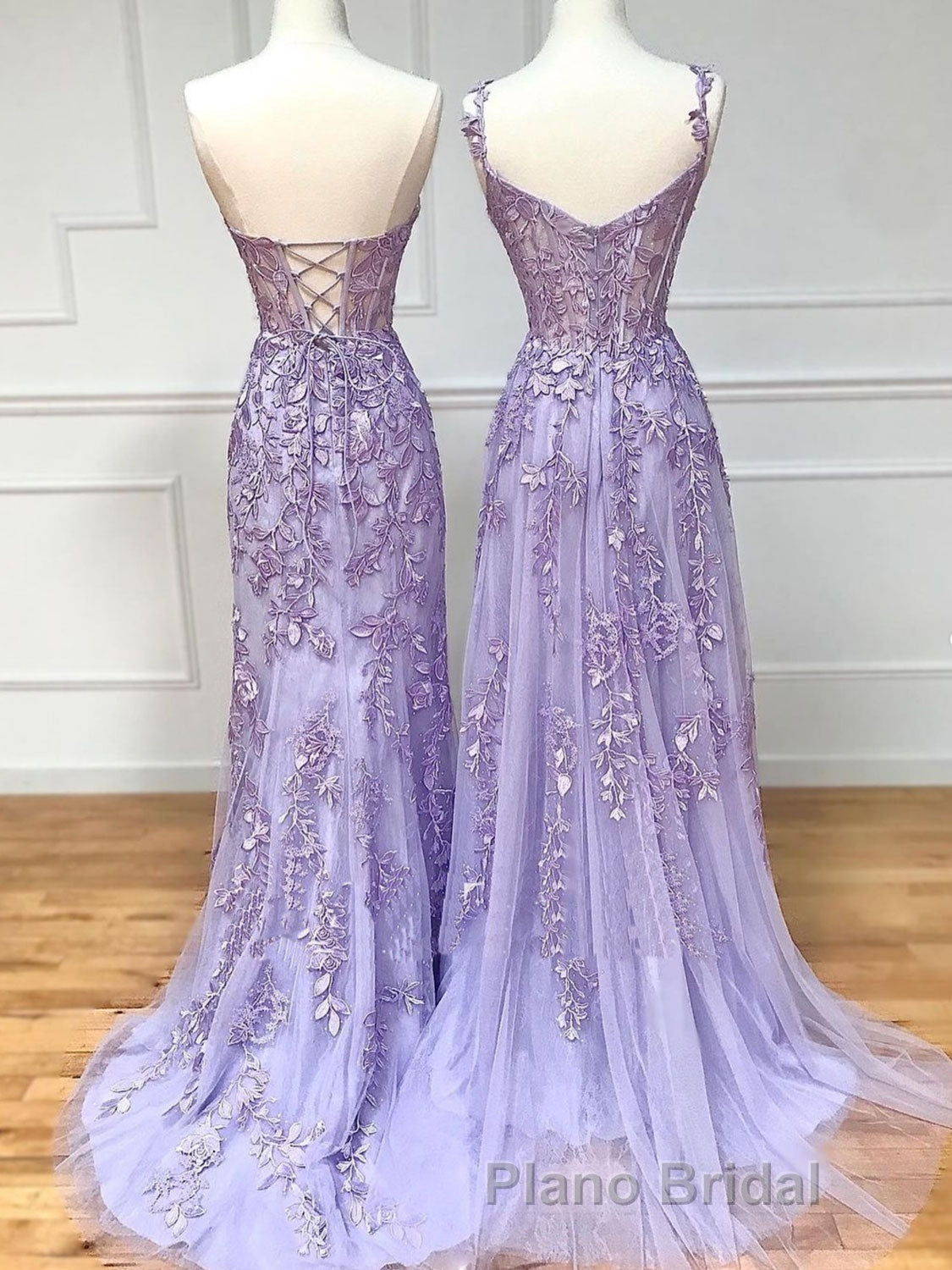 Purple sweetheart neck lace long Formal Prom dress, lace formal graduation dress Secondary image