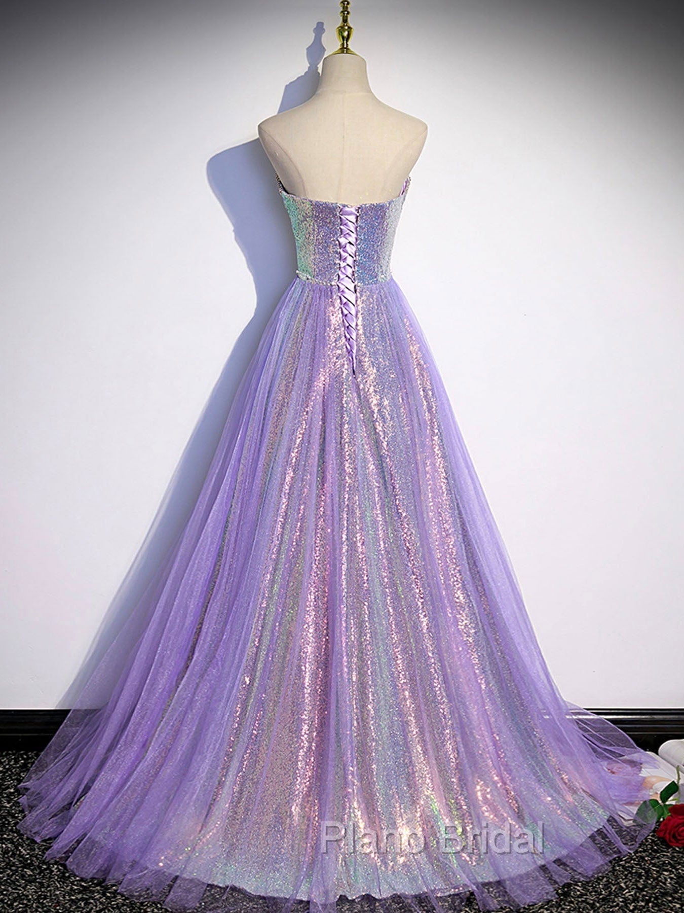 Purple Sweetheart Neck Long Formal Prom Dresses Purple Formal Party Dresses