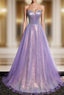 Purple Sweetheart Neck Long Formal Prom Dresses Purple Formal Party Dresses