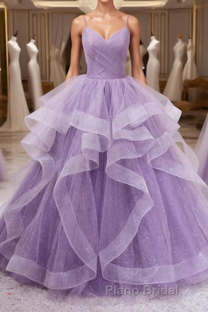 Purple sweetheart neck tulle long Formal Prom dress purple tulle forma gown Main image