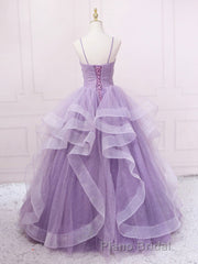 Purple sweetheart neck tulle long Formal Prom dress purple tulle forma gown