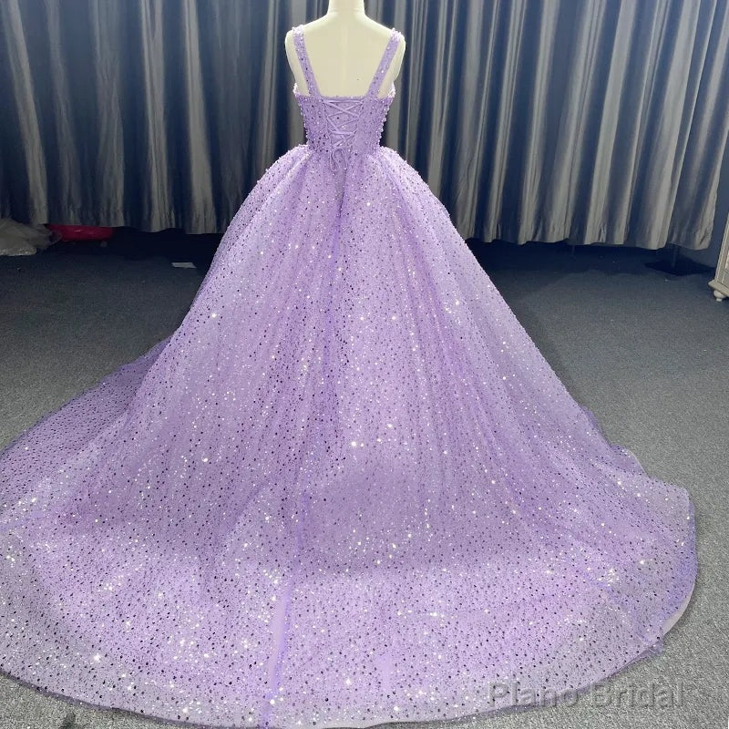Purple Sweetheart Sequined Evening Party Dress