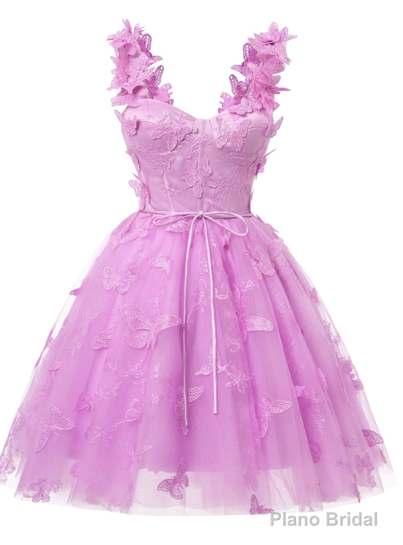 Purple Tulle Butterfly Appliques Homecoming Dress