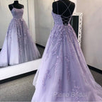 Purple Tulle Lace Long Formal Prom Dresses Formal Dresses