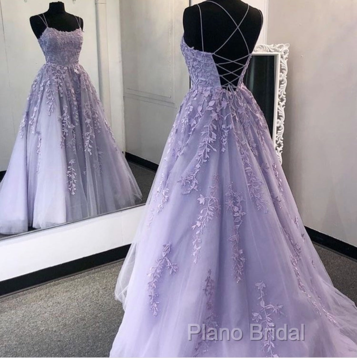 Purple Tulle Lace Long Formal Prom Dresses Formal Dresses